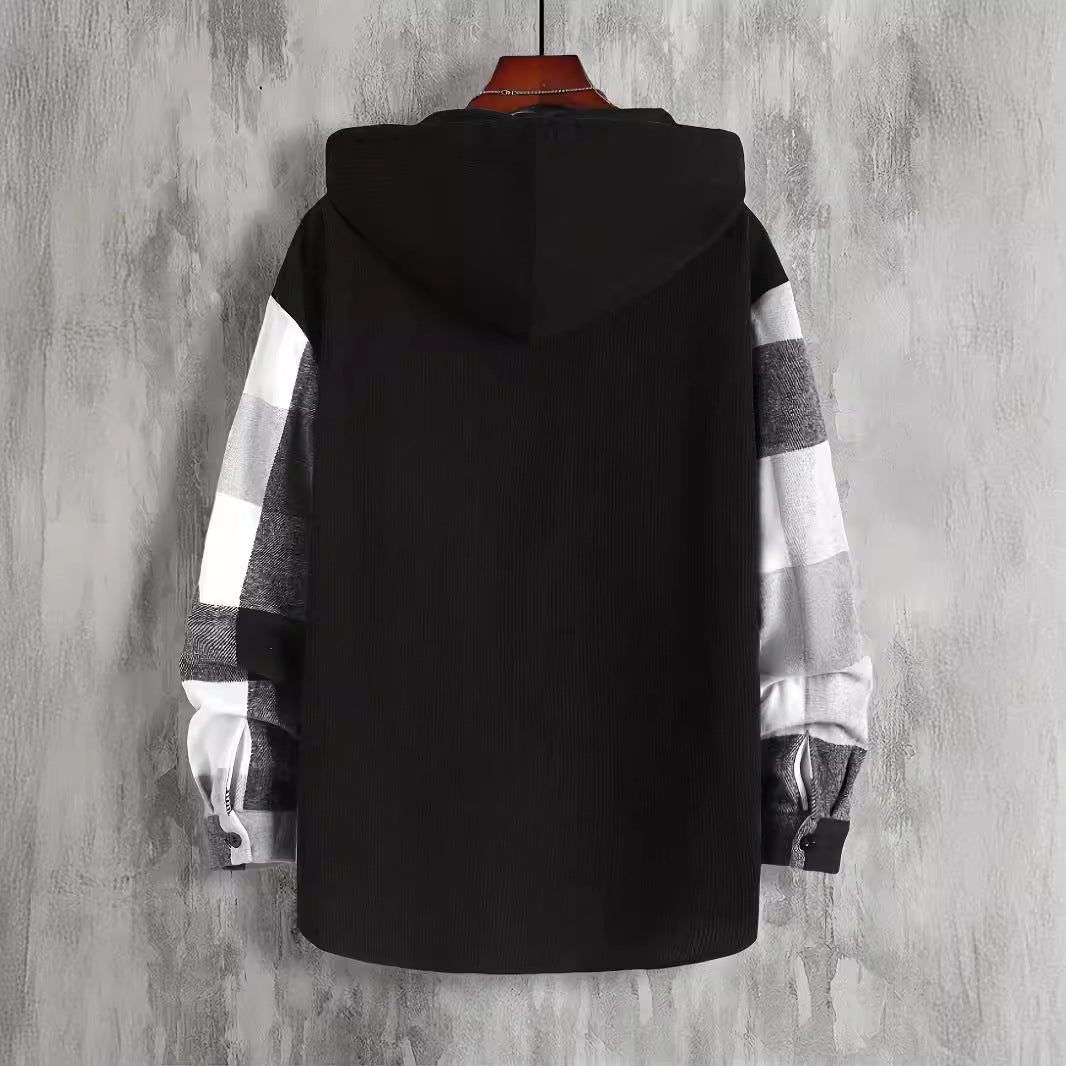 Men's flannel shirt with hood and check pattern Lisslune