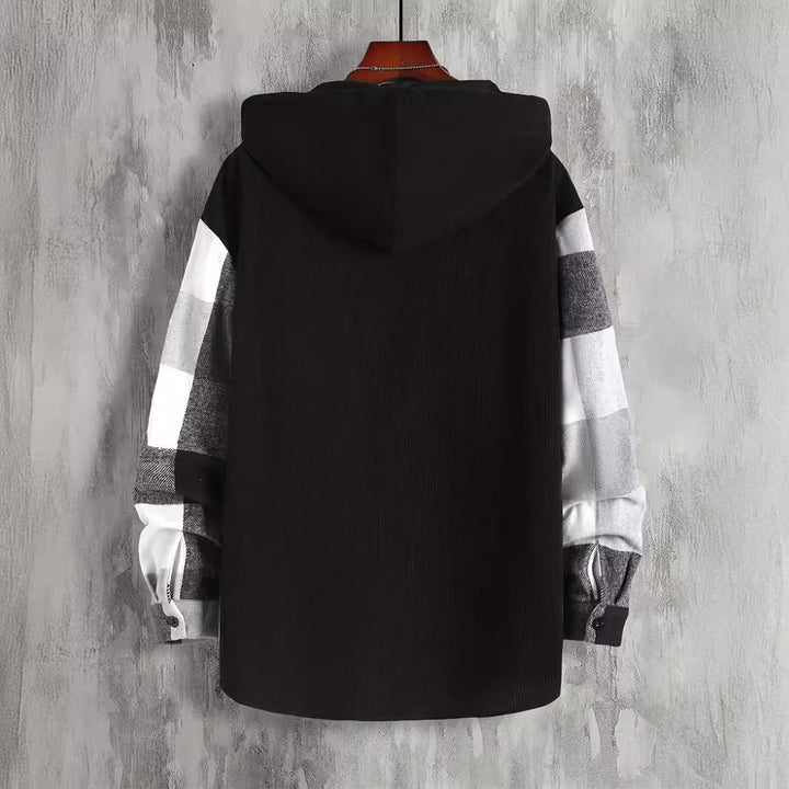 Men's flannel shirt with hood and check pattern Lisslune