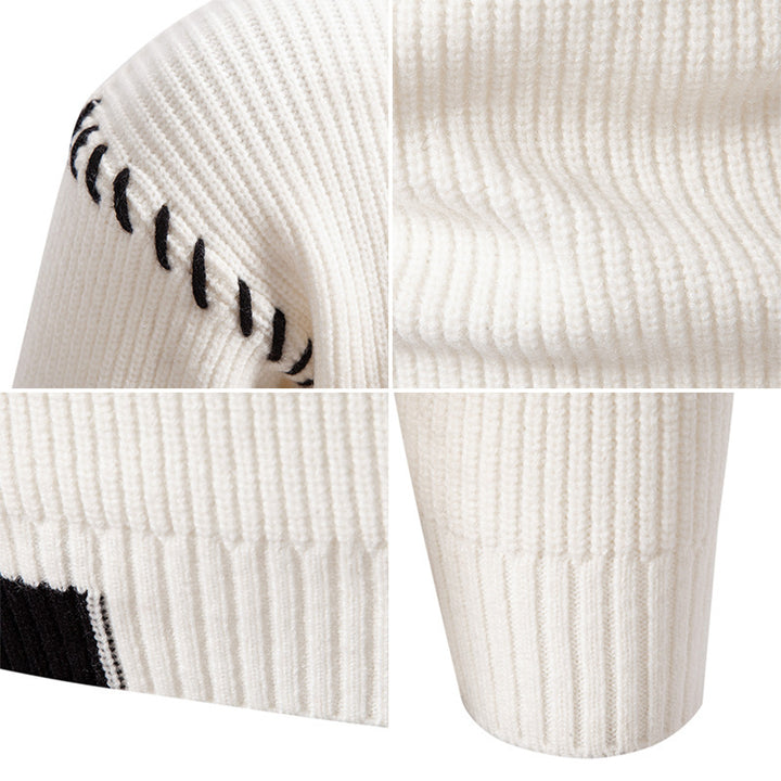 Men's fashionable knit sweater with high collar and unique cable design Lisslune