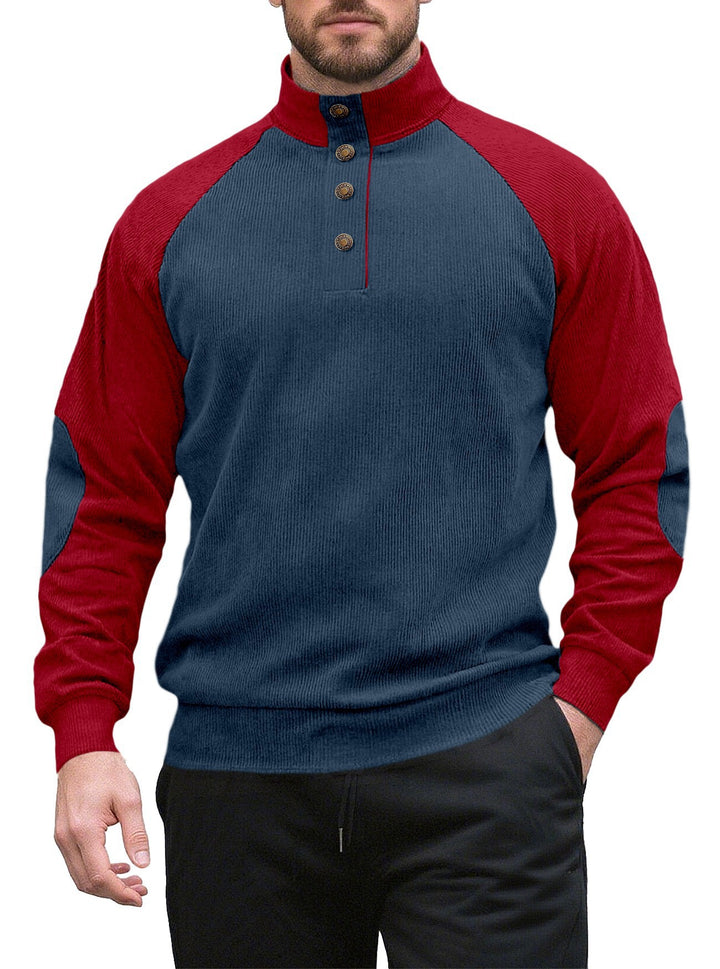 Men's knitted sweater with modern stand-up collar and button placket Lisslune