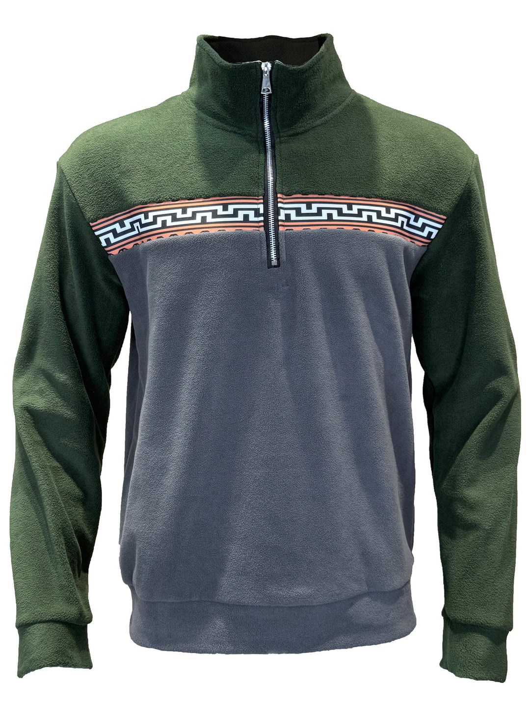 Men's fleece pullover with stylish stand-up collar and contrasting pattern Lisslune