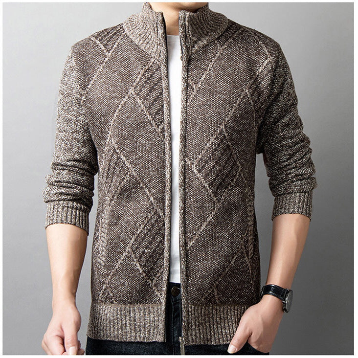 Men's cardigan with modern zipper and graphic pattern Lisslune