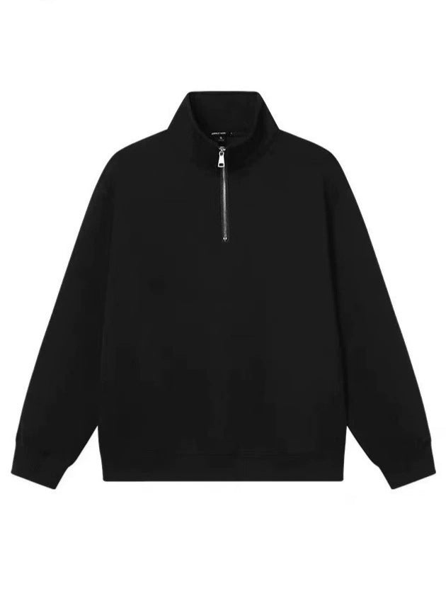Men's fleece pullover with practical stand-up collar and zipper Lisslune