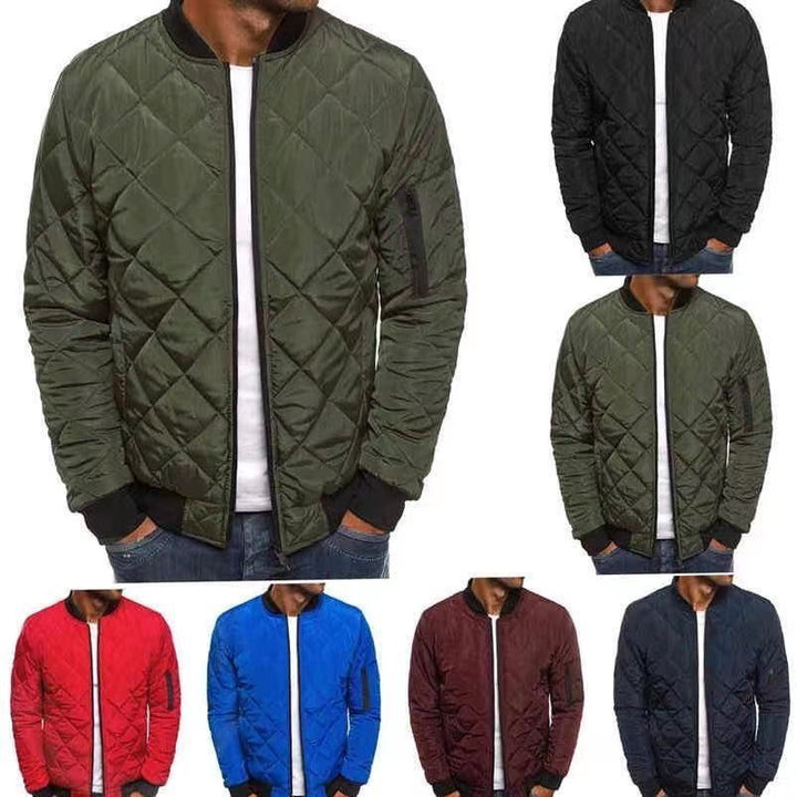 Men's quilted transitional jacket with high collar and side pockets Lisslune