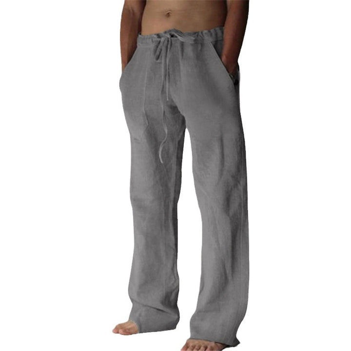 Men's casual linen pants with elastic waistband and practical side pockets Lisslune
