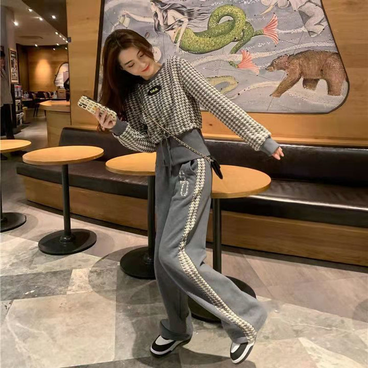 Women's Fashion Leisure Set with Textured Top and Wide Pants Lisslune