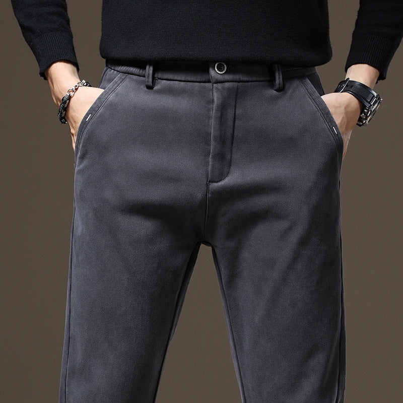 Men's Casual Chino Pants with Roll-Up Waistband and Elastic Material Lisslune