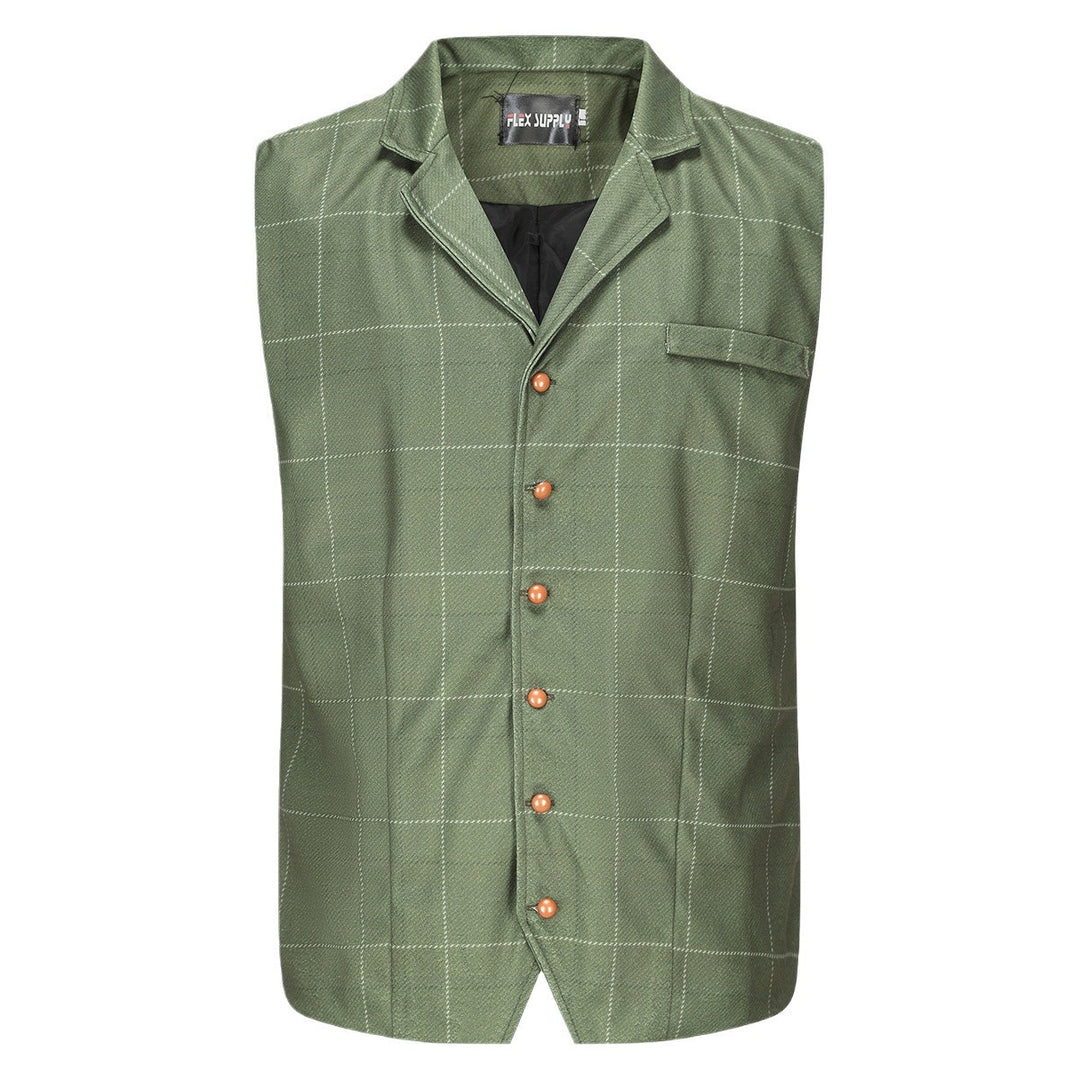 Men's vest made of high-quality linen fabric with individual wooden buttons Lisslune