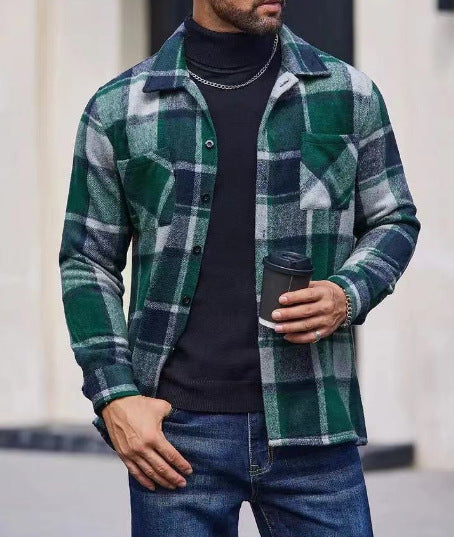 Men's casual checkered pattern shirt jacket Lisslune