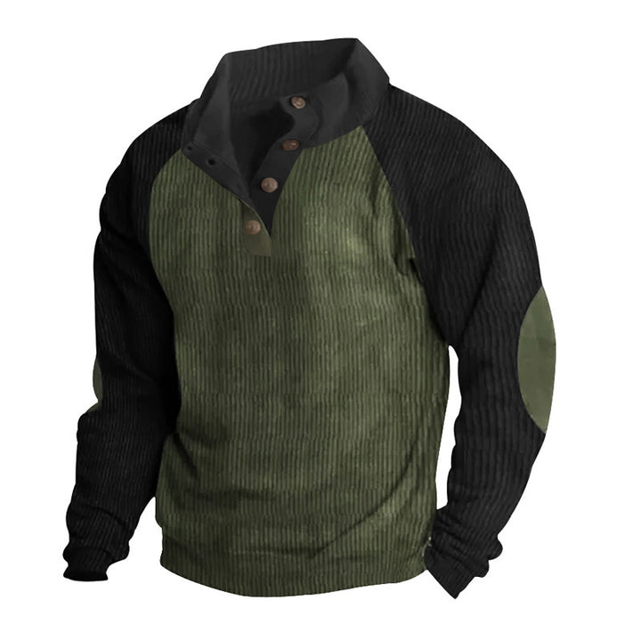 Men's structured pullover shirt with button placket and leather details Lisslune