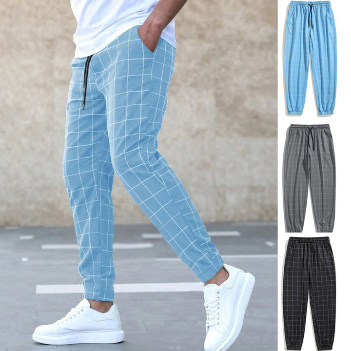 Men's sporty leisure pants with fashionable check pattern Lisslune