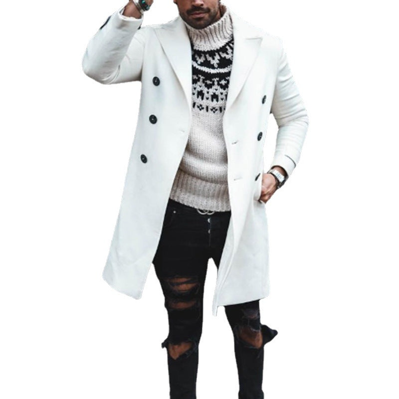 Men's elegant long double-breasted coat Lisslune