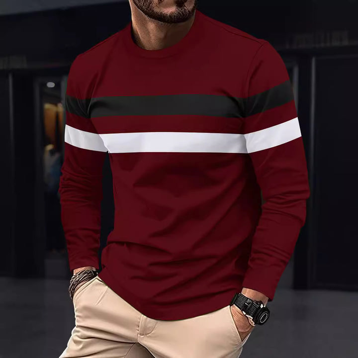 Men's fashionable long-sleeve shirt with sporty stripes Lisslune