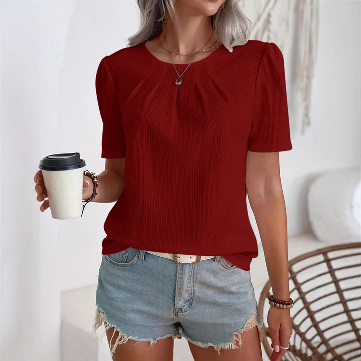 Women's Fashion Top with Textured Design and Puff Sleeves Lisslune