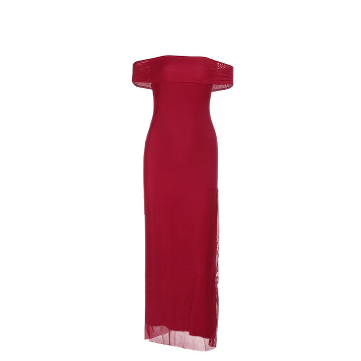 Ladies Off-Shoulder Maxi Dress with Elegant Draping Lune London