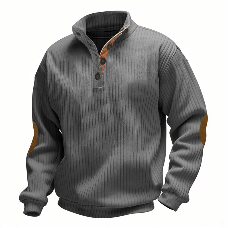 Men's casual knitted sweater with collar and fashionable elbow patches Lisslune