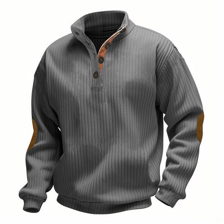 Men's casual knitted sweater with collar and fashionable elbow patches Lisslune