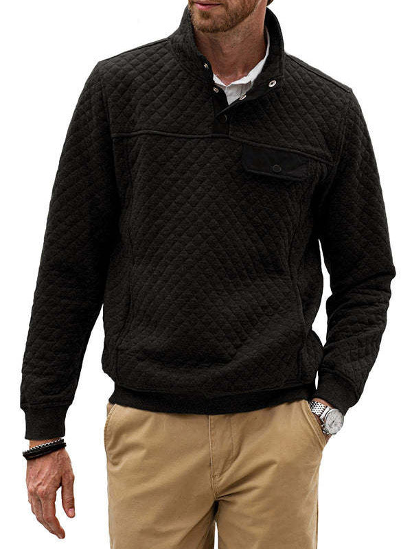 Men's sporty fleece pullover with practical zip and button placket Lisslune