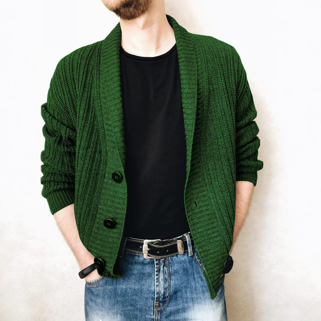 Men's cardigan with large collar and decorative buttons Lisslune