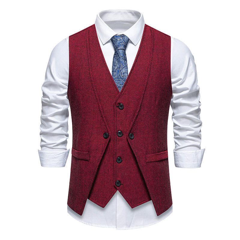 Men's suit vest in elegant herringbone design with practical pockets Lisslune