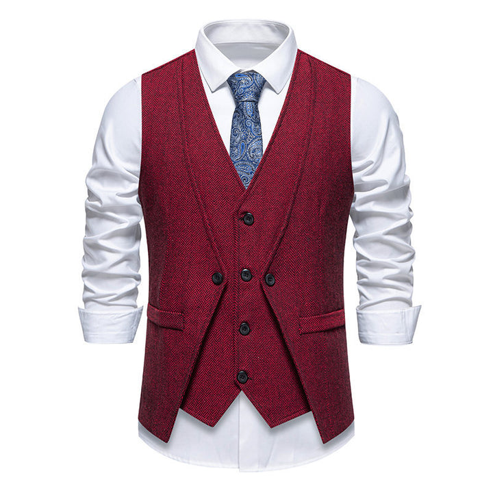 Men's suit vest in elegant herringbone design with practical pockets Lisslune