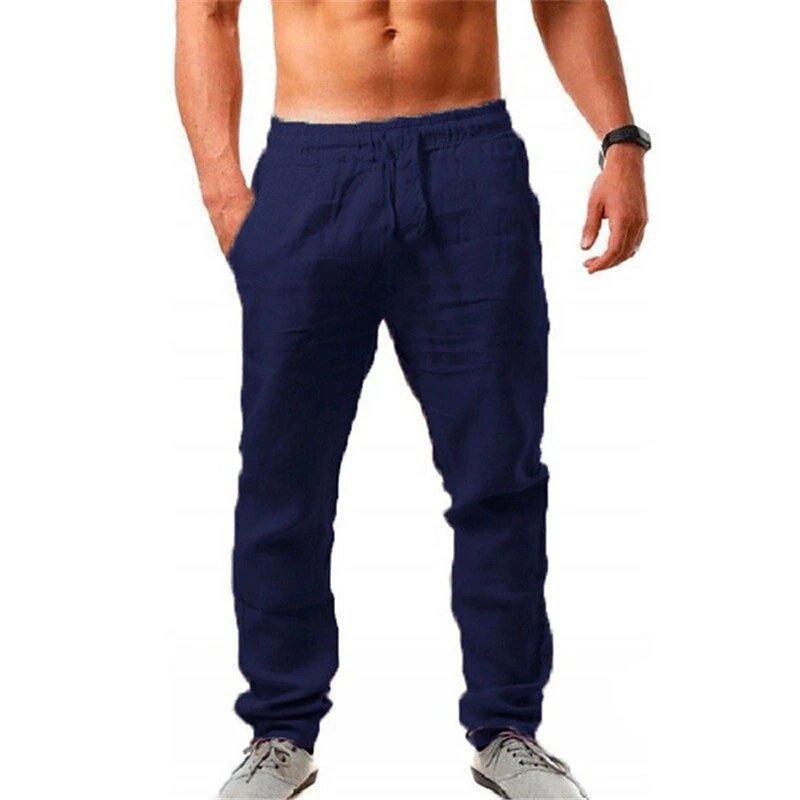 Men's airy linen pants with elastic waistband and practical side pockets Lisslune