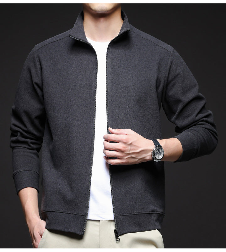 Men's Sporty Sweat Jacket with High Collar and Full Zip Lisslune