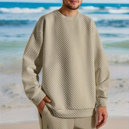 Men's Oversized Sweatshirt with Textured Design and Practical Side Pockets Lisslune
