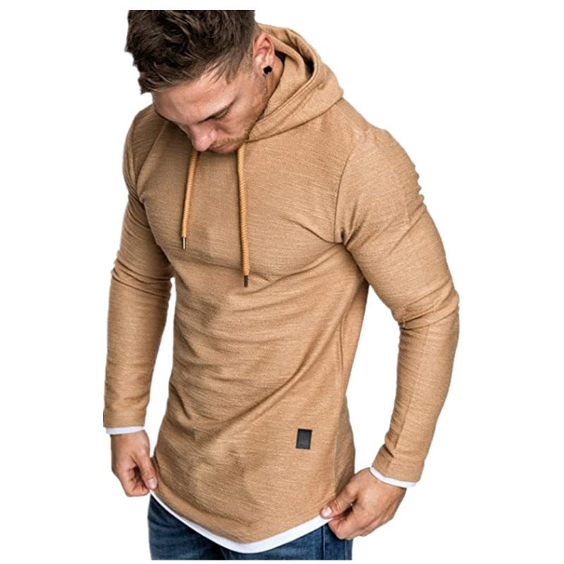 Men's Longline Hoodie Shirt with stylish, asymmetrical hem Lisslune