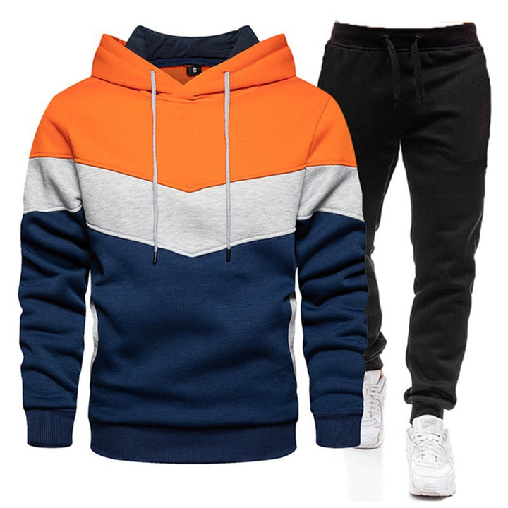 Men's Sporty Hoodie and Joggers with Fashionable Color Block Design Lisslune