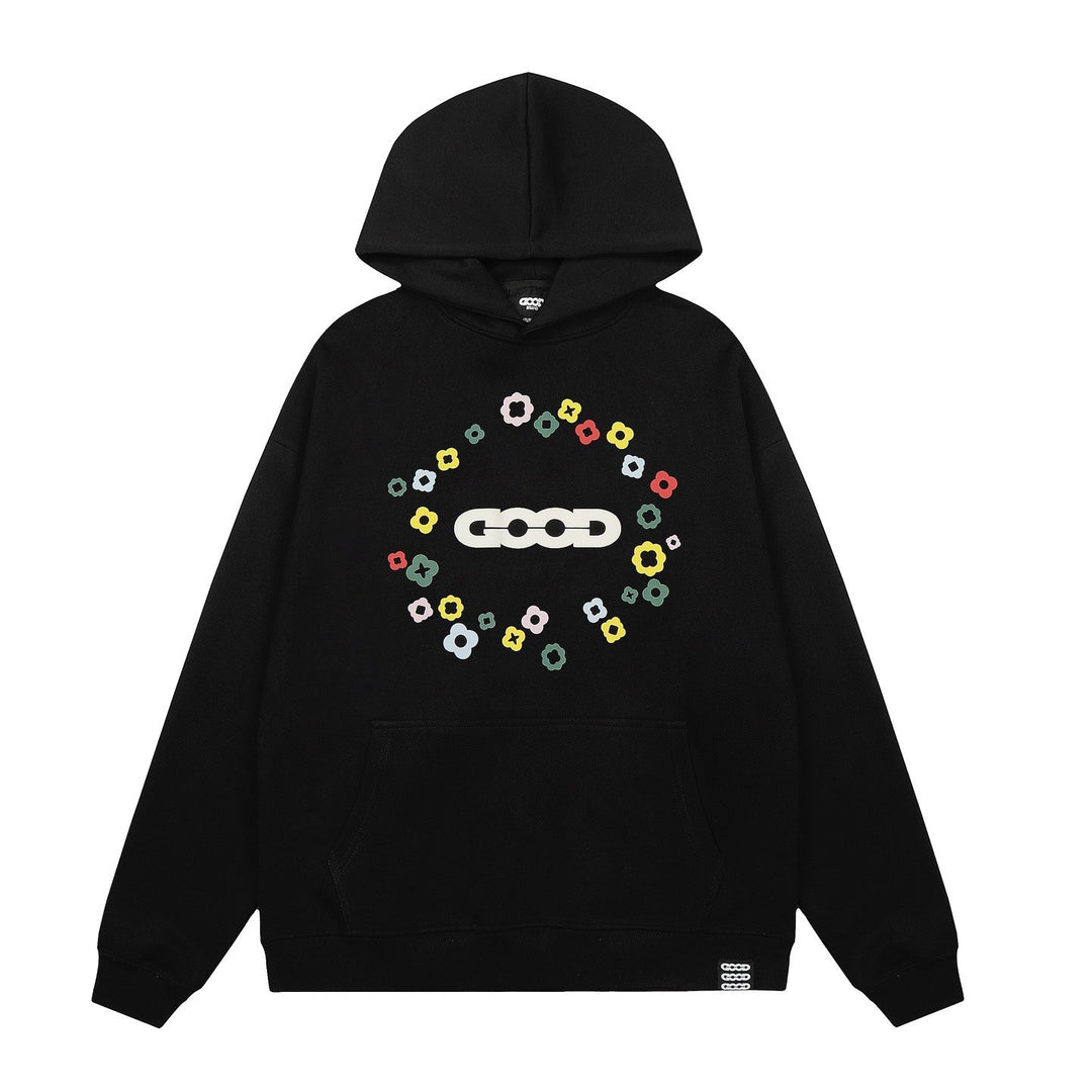 Women's hooded sweatshirt with creative floral pattern Lisslune