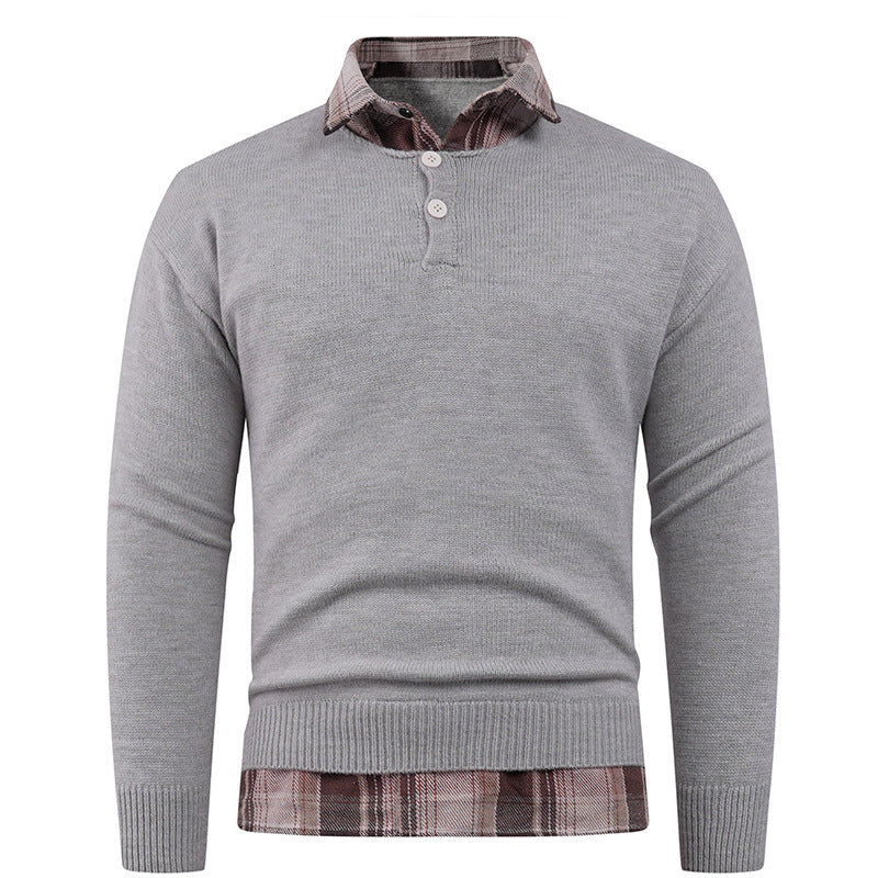 Men's sweater with integrated shirt collar and button details Lisslune
