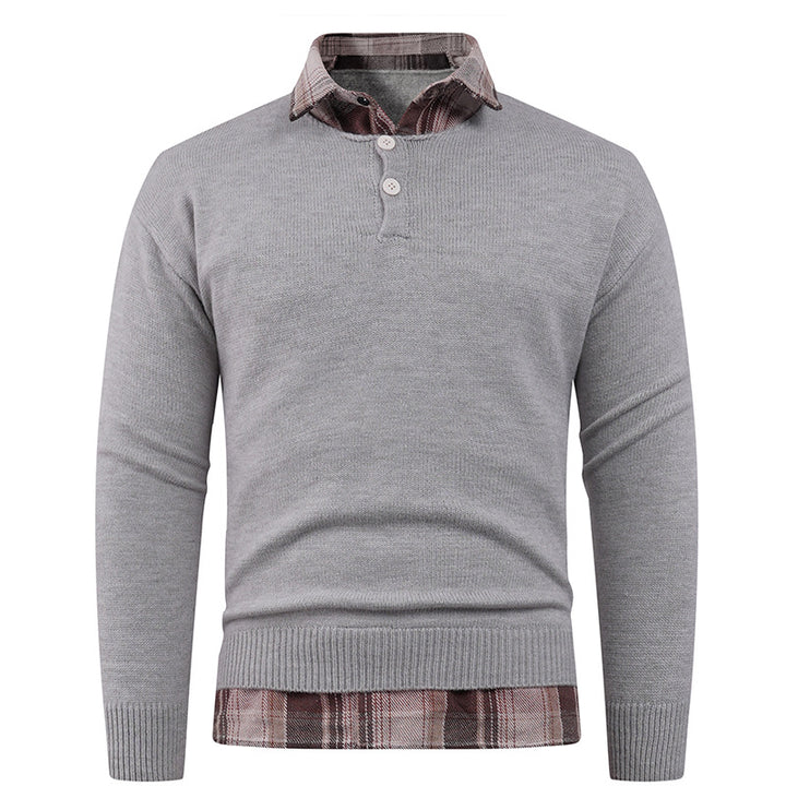 Men's sweater with integrated shirt collar and button details Lisslune