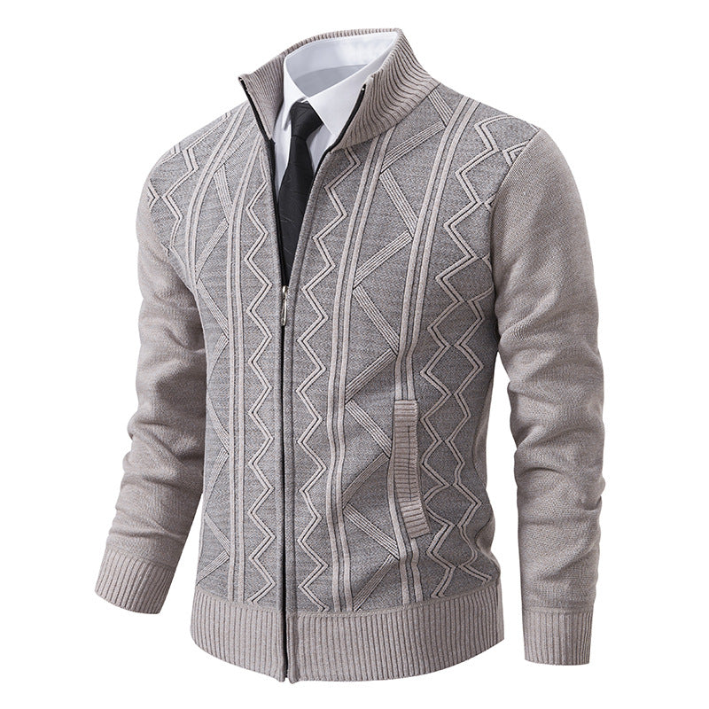 Men's cardigan with high collar and zipper Lisslune