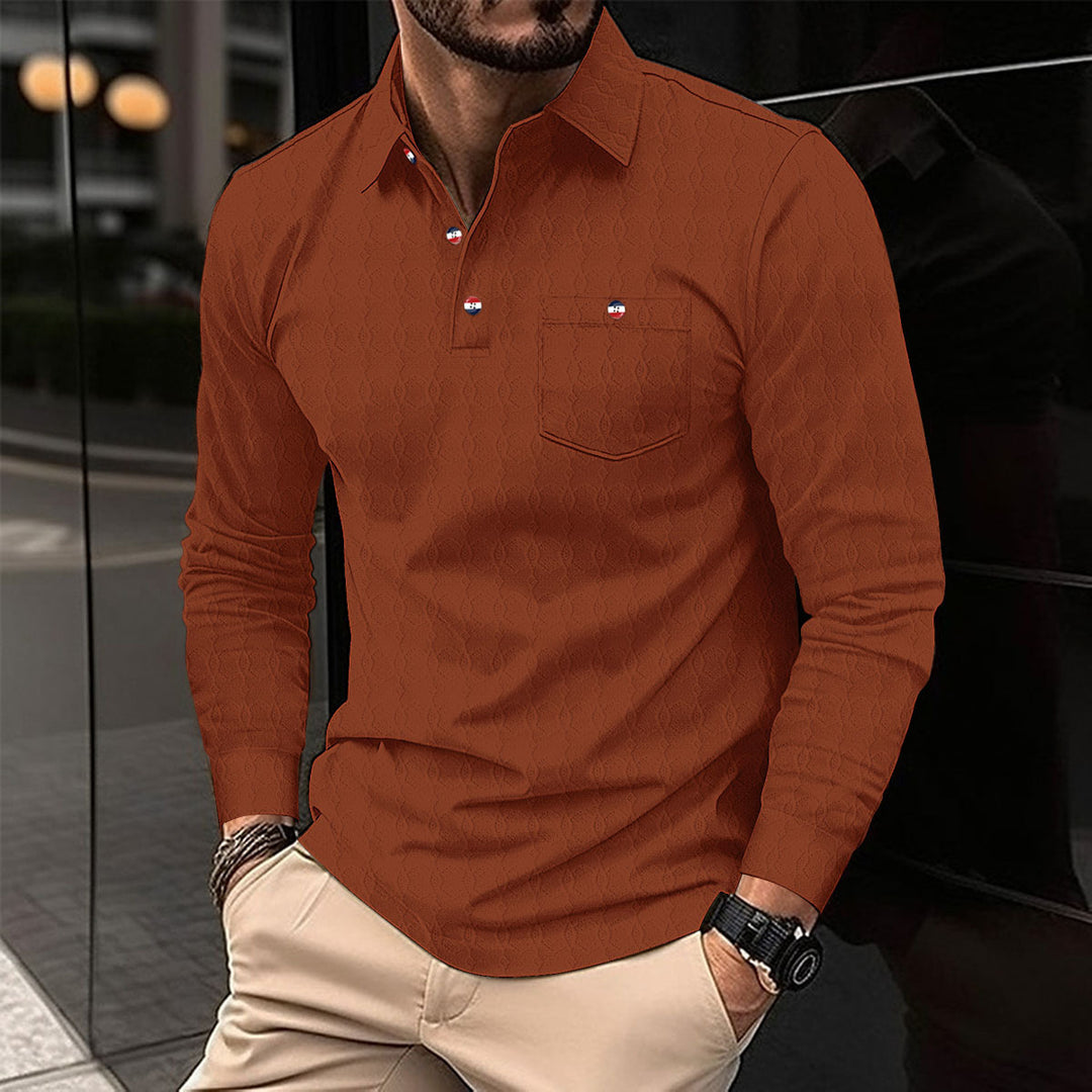 Men's long-sleeve shirt with textured design and stylish accents Lisslune