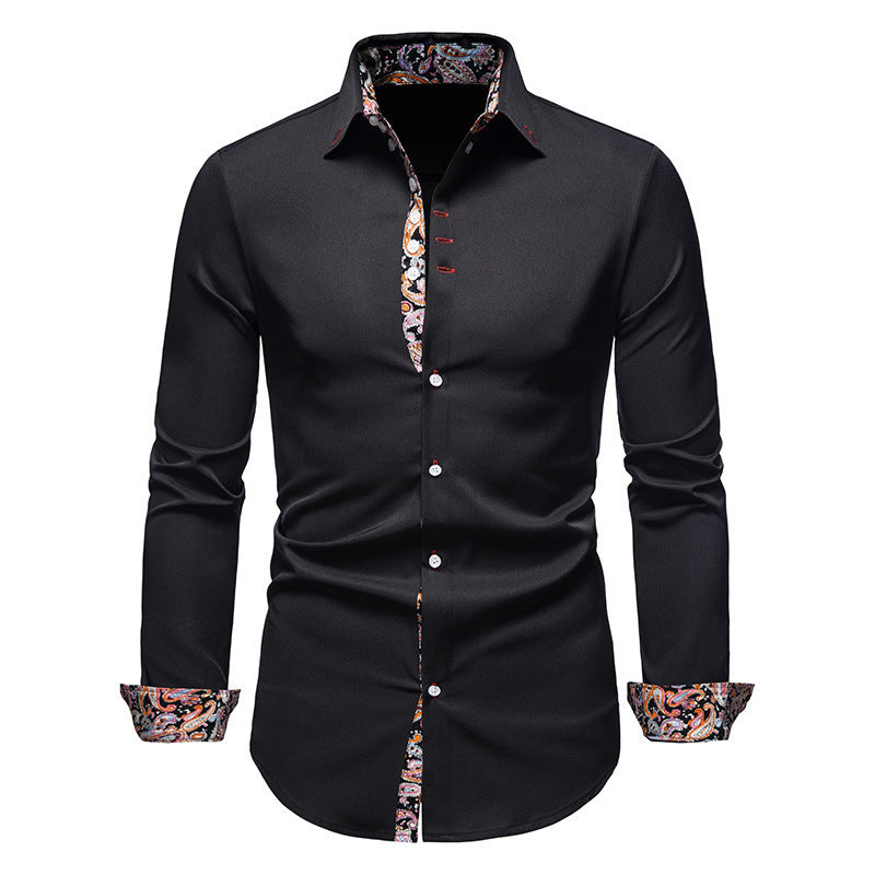 Men's long-sleeve shirt with modern paisley pattern and exclusive details Lisslune