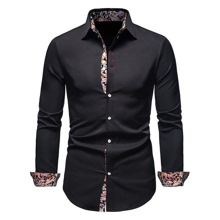Men's long-sleeve shirt with modern paisley pattern and exclusive details Lisslune