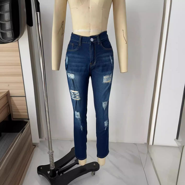 Damen Slim-Fit Jeans mit trendigen Destroyed-Details Lisslune