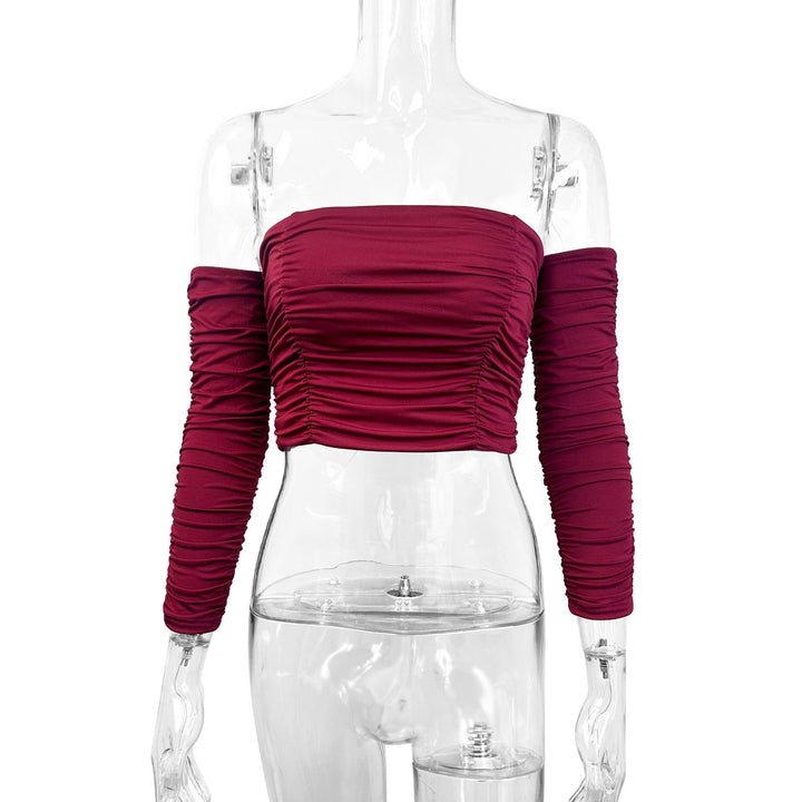 Damen Top mit schulterfreiem Design und raffinierter Raffung Lisslune