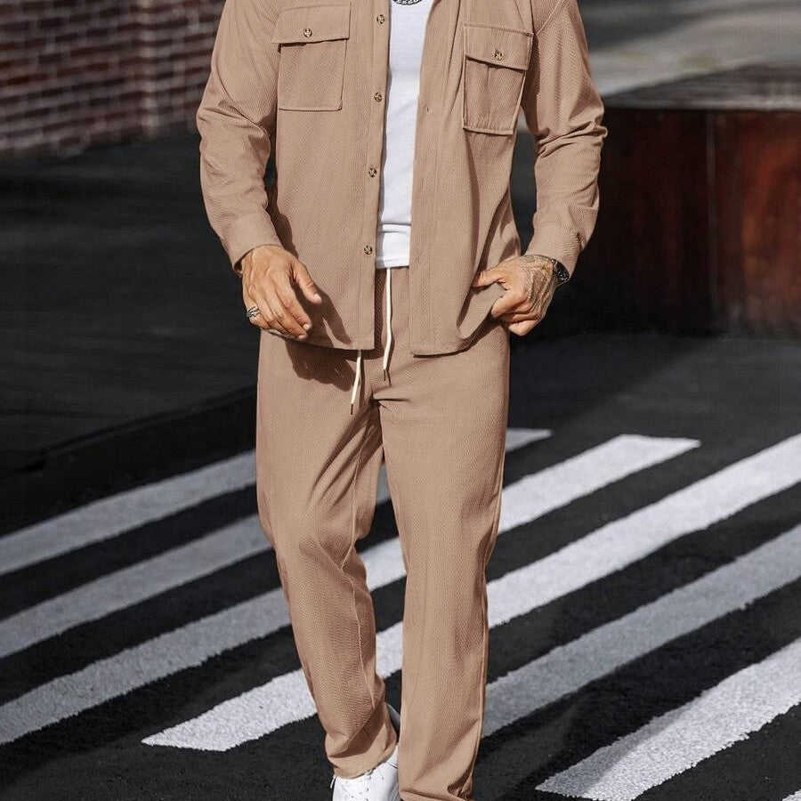 Men's Stylish Shirt Jacket with Two Flap Pockets Lisslune