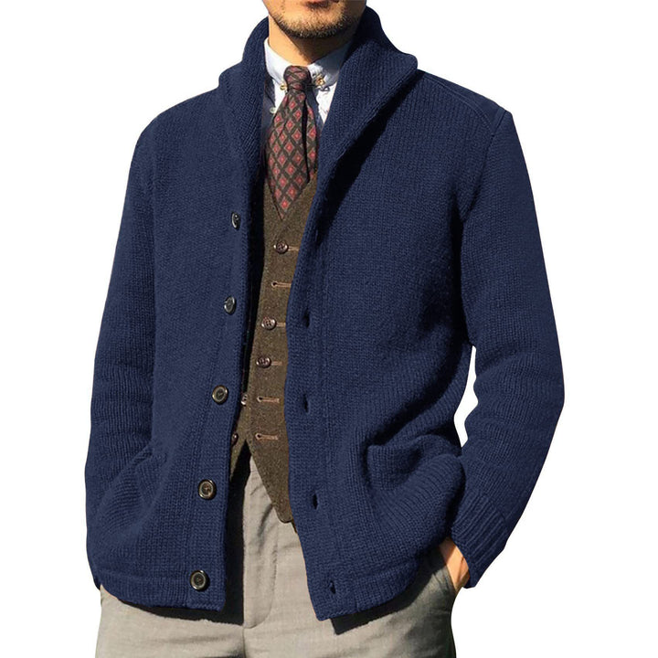 Men's Elegant Cardigan with High Collar and Button Plackets Lisslune