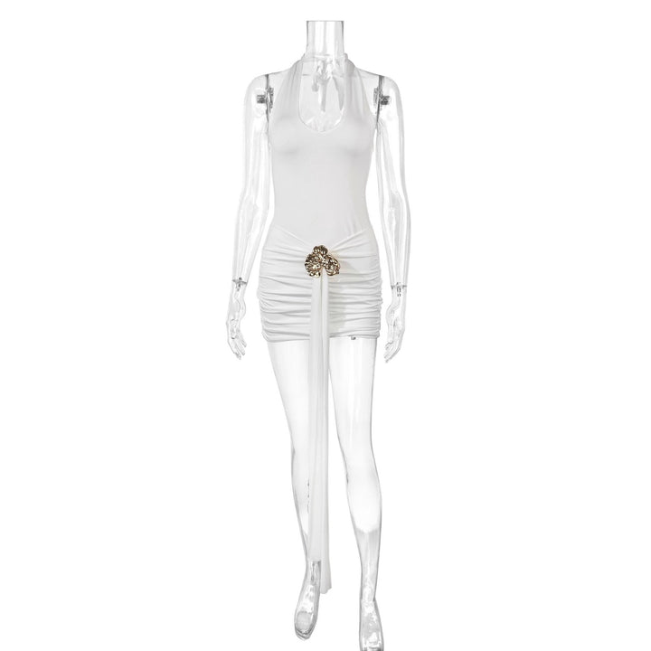 Damen Elegantes Cut-Out Minikleid mit Wickeloptik und Glamourösen Details Lisslune