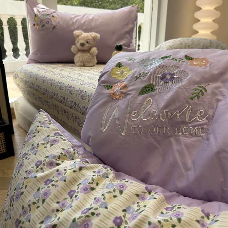Rynx | Cotton Summer Cool Quilted Blanket Washable Pure Cotton Climate Blanket Four-Piece Set Single Double Quilt 2 M Bedding Set