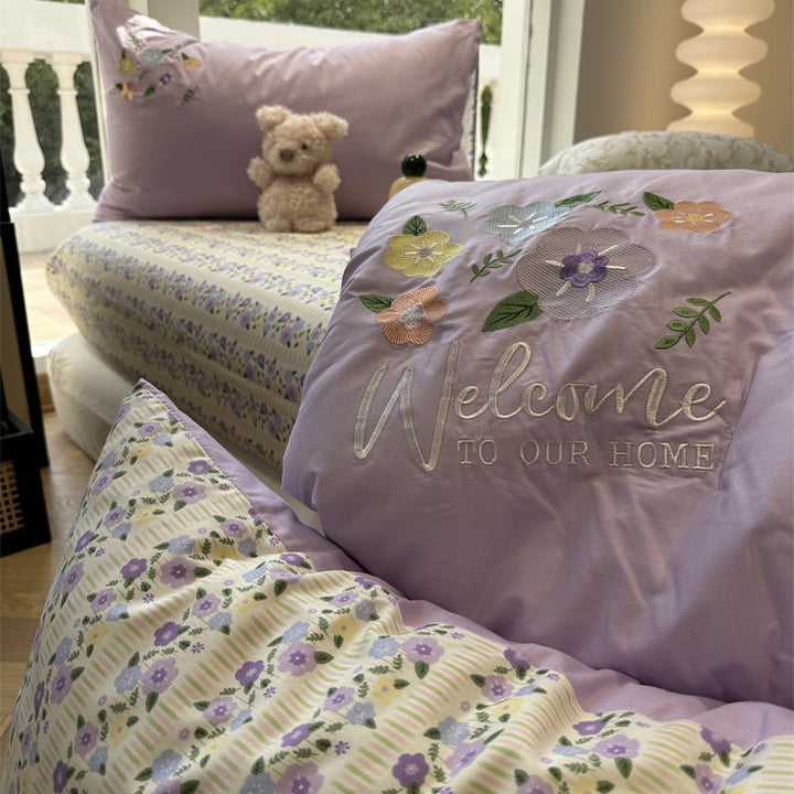 Rynx | Cotton Summer Cool Quilted Blanket Washable Pure Cotton Climate Blanket Four-Piece Set Single Double Quilt 2 M Bedding Set