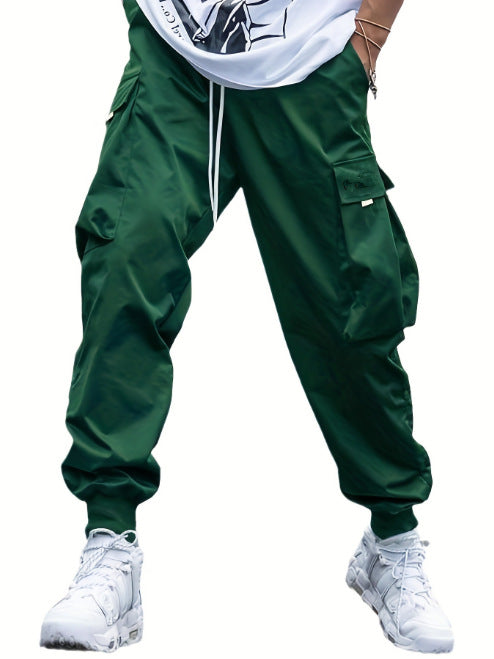 Men's casual utility pants with practical pockets and elastic hem Lisslune