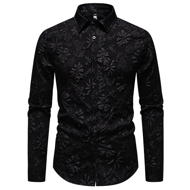 Men's long sleeve shirt with textured design Lisslune