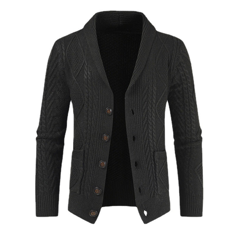 Men's cardigan with modern cable pattern and stylish shawl collar Lisslune
