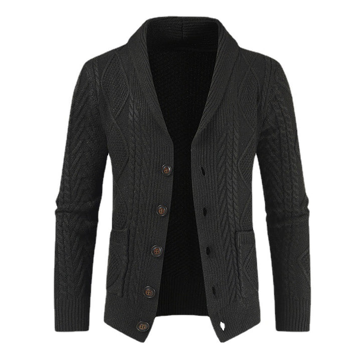 Men's cardigan with modern cable pattern and stylish shawl collar Lisslune