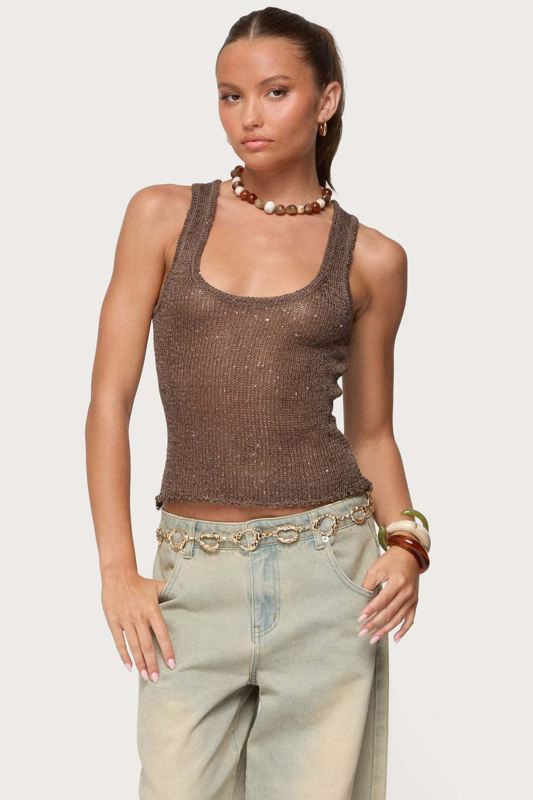 Women’s Glamorous Glitter Tank Top Lisslune