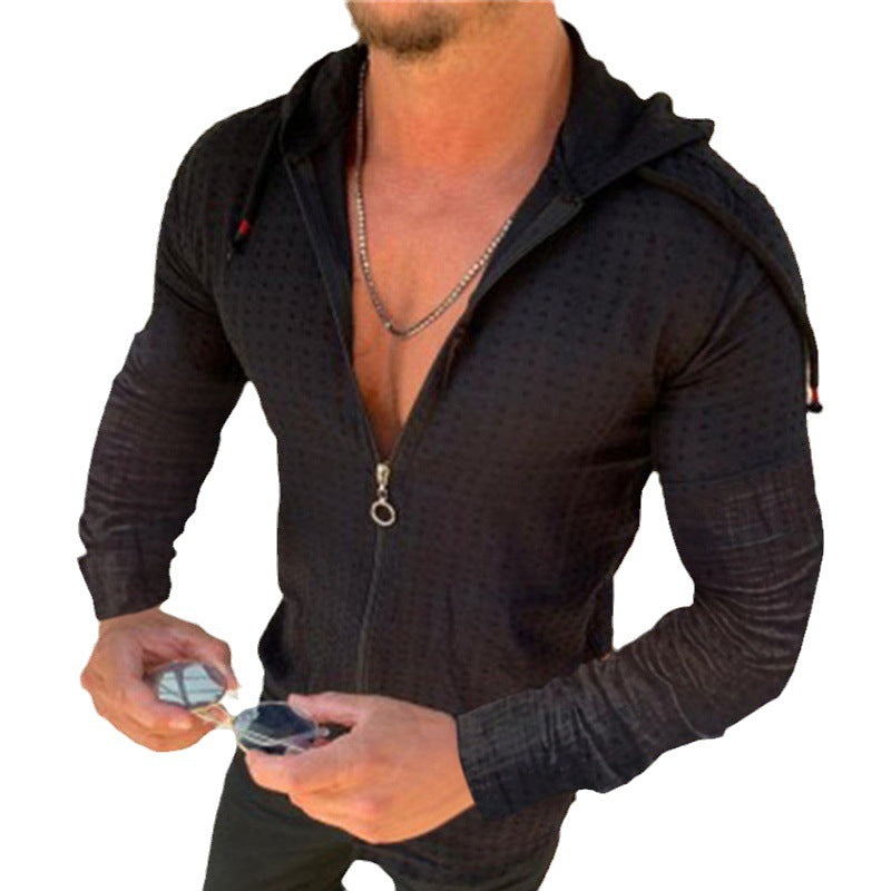 Men's hooded top with innovative zipper and stylish design Lisslune